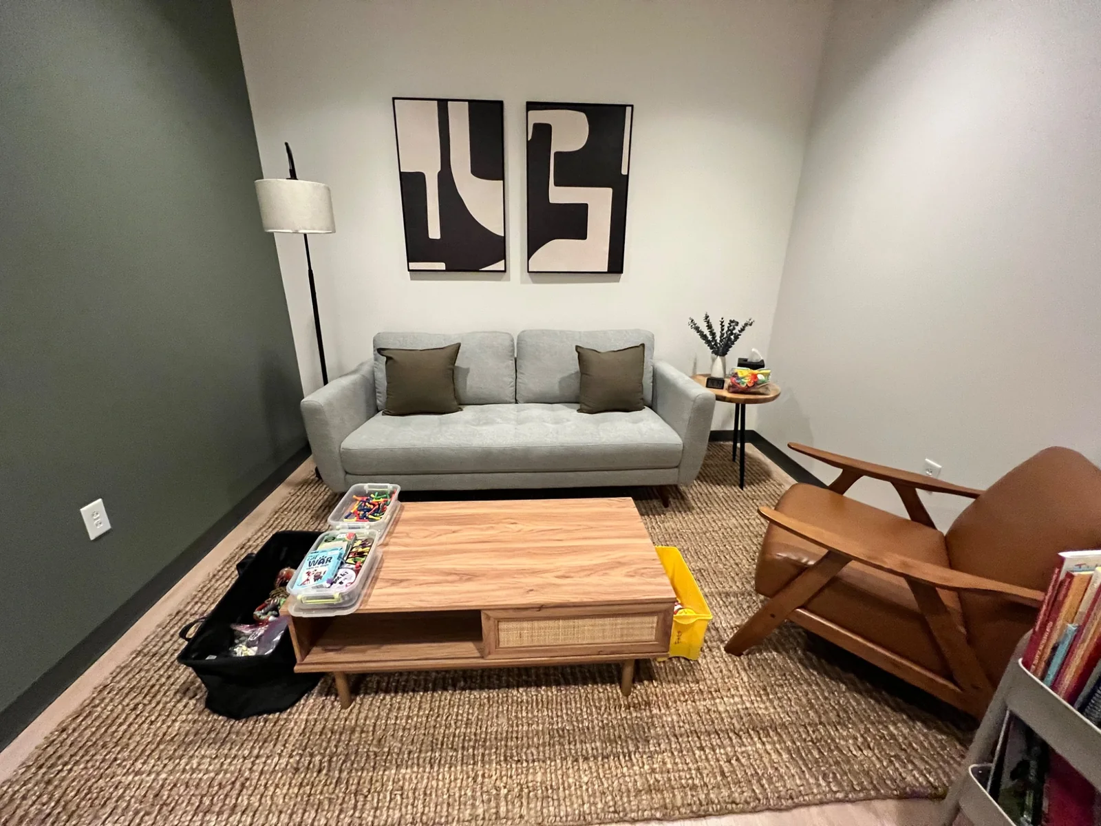 Therapy room with sofa and chairs